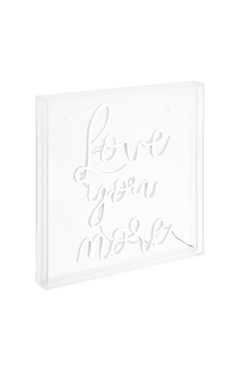 JONATHAN Y Love Square Contemporary Glam Acrylic Box USB Operated LED Neon Light, Main, color, White