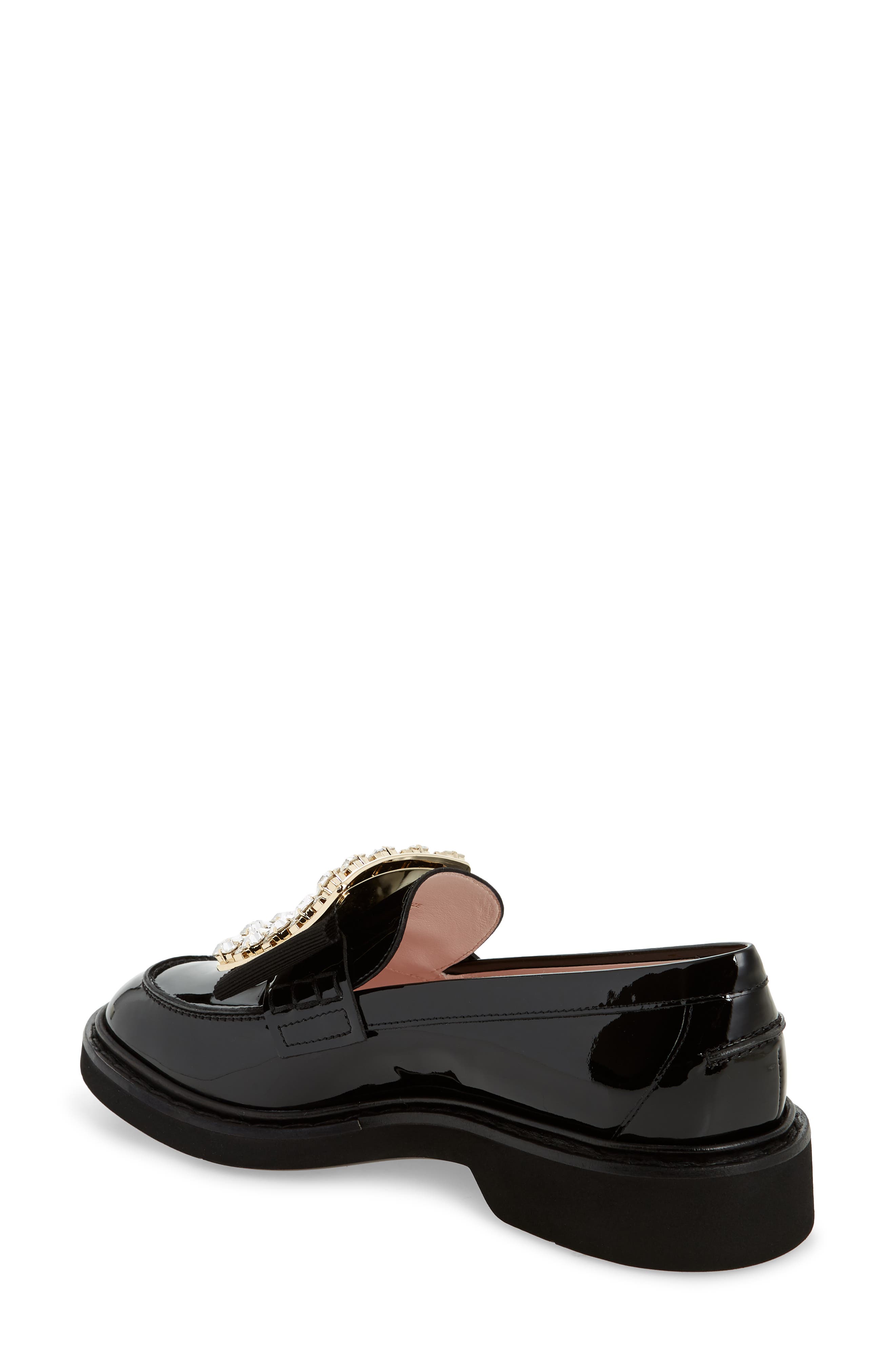 Roger Vivier Viv Rangers Crystal Buckle Loafer, Alternate, color, Black/ Crystal