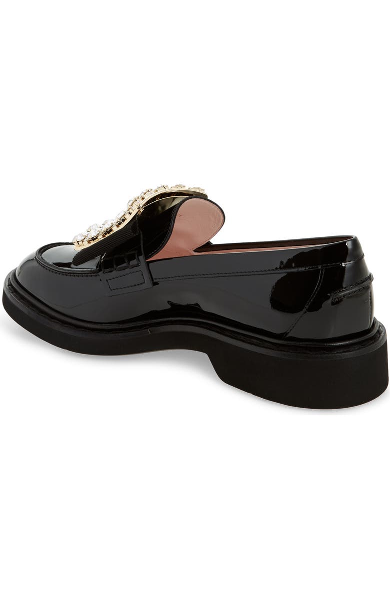 Roger Vivier Viv Rangers Crystal Buckle Loafer, Alternate, color, Black/ Crystal