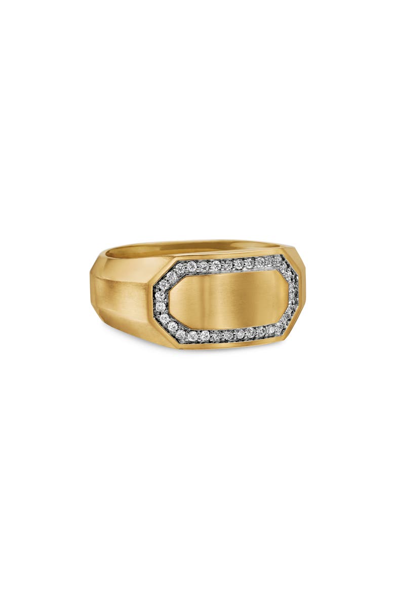 Men's Streamline® Pavé Diamond Cigar Ring in 18K Gold, Alternate, color, 18K YELLOW GOLD/ DIAMOND