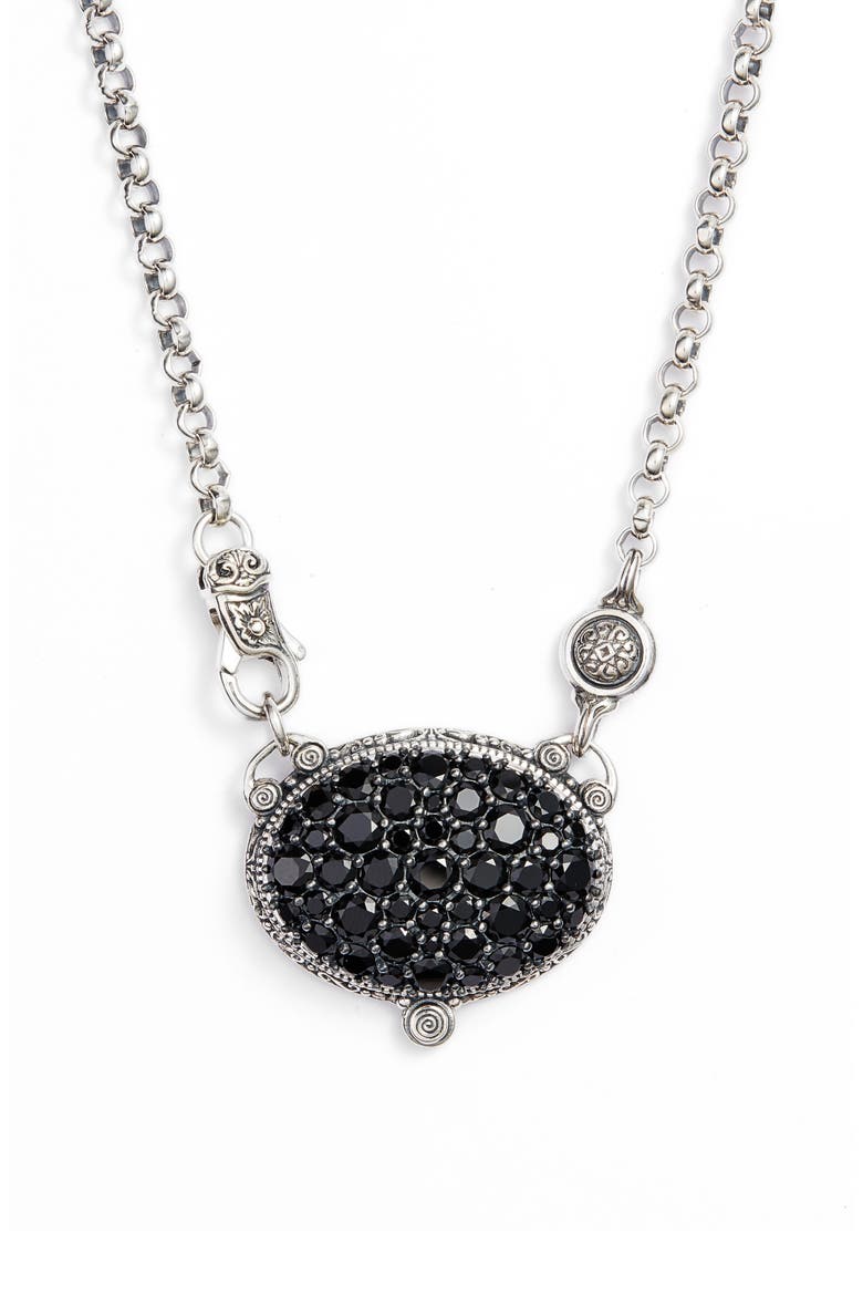 Circe Black Spinel Pavé Necklace, Main, color, SILVER