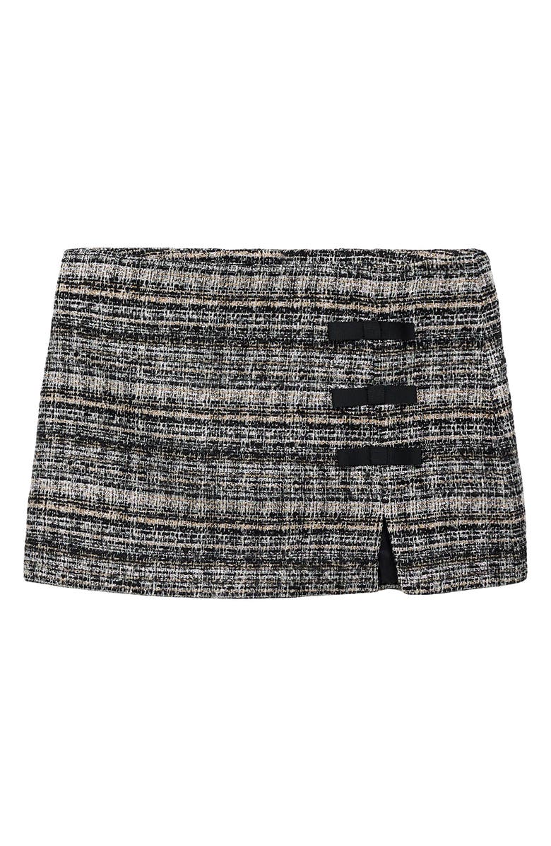 MANGO Bow Trim Tweed Miniskirt, Alternate, color, 