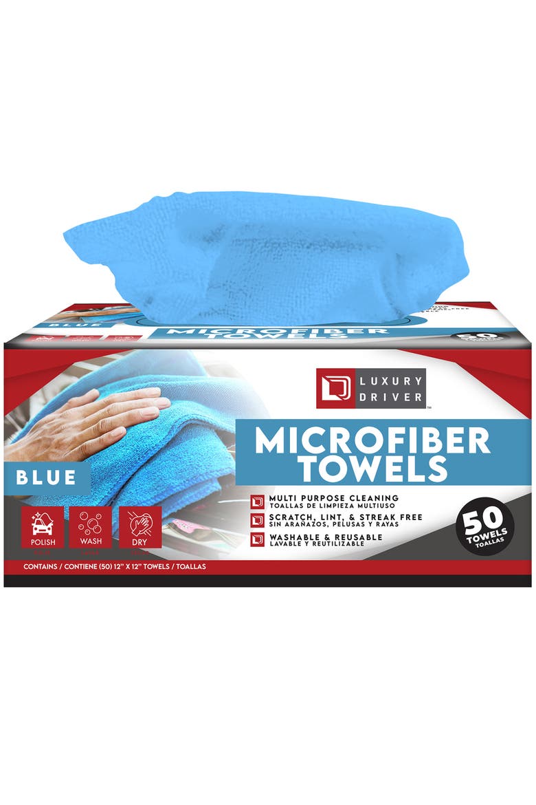 Microfiber Towel 50 Count, Main, color, Blue