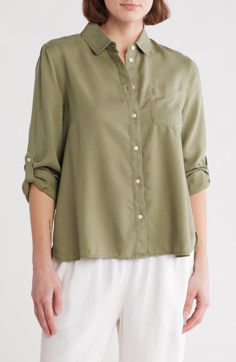 Caslon<sup>®</sup> Split Back Tencel<sup>®</sup> Lyocell Button-Up Shirt, Main, color, 