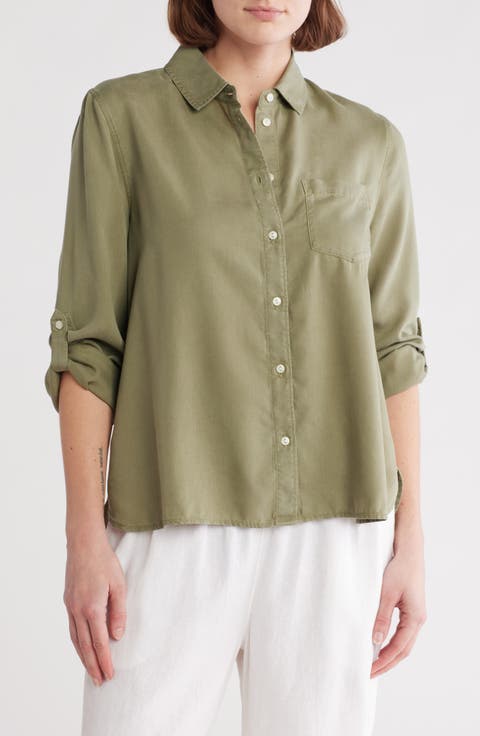 Split Back Tencel® Lyocell Button-Up Shirt