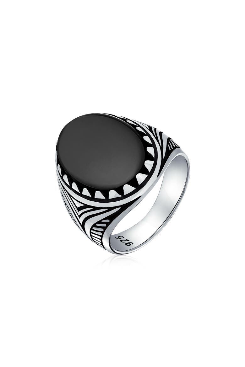 Men's Etched Statement Ring, Alternate, color, BLACK