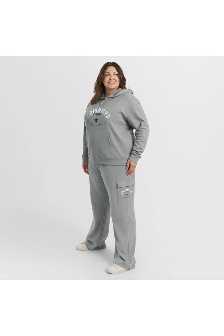 Women's WEAR by Erin Andrews Gray Dallas Cowboys Plus Size Waffle-Knit Long Sleeve Hooded Shirt & Pants Lounge Set, Alternate, color, Gray