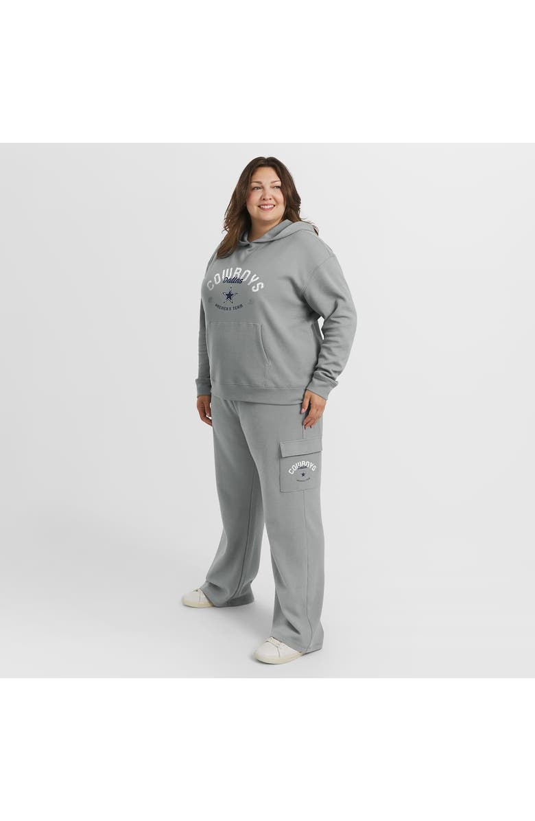 WEAR by Erin Andrews Women's WEAR by Erin Andrews Gray Dallas Cowboys Plus Size Waffle-Knit Long Sleeve Hooded Shirt & Pants Lounge Set, Alternate, color, Gray