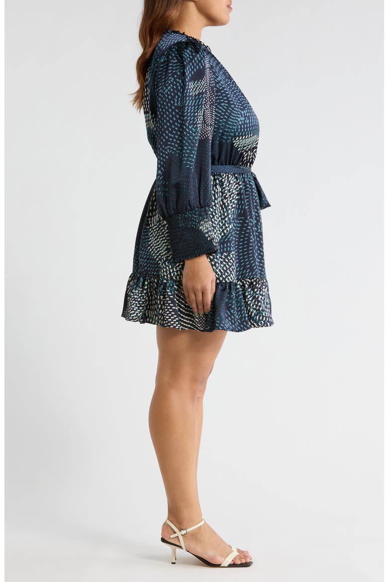 Kirby Geometric Sevilla Satin Long Sleeve Dress, Alternate, color, NAVY-CREAM