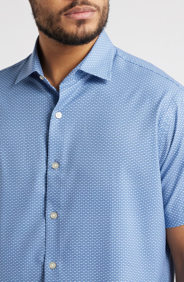 Peter Millar Graham Microprint Short Sleeve Performance Button-Up Shirt, Alternate, color, 