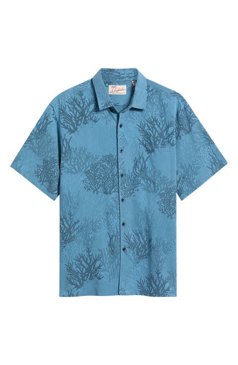 Humu Hideout Jacquard Short Sleeve Button-Up Shirt