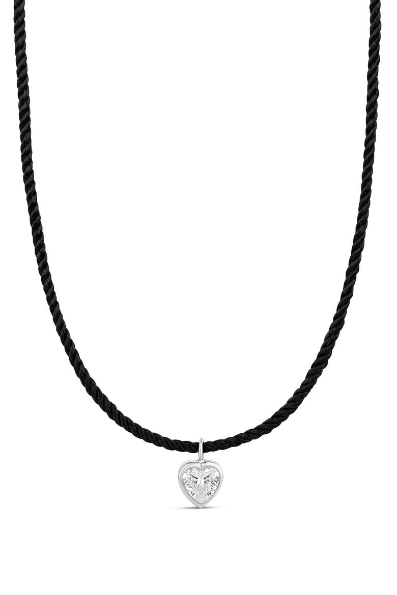 Cubic Zirconia Heart Pendant Necklace, Main, color, BLACK SILVER