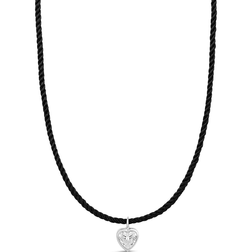 Shymi Cubic Zirconia Heart Pendant Necklace In Black
