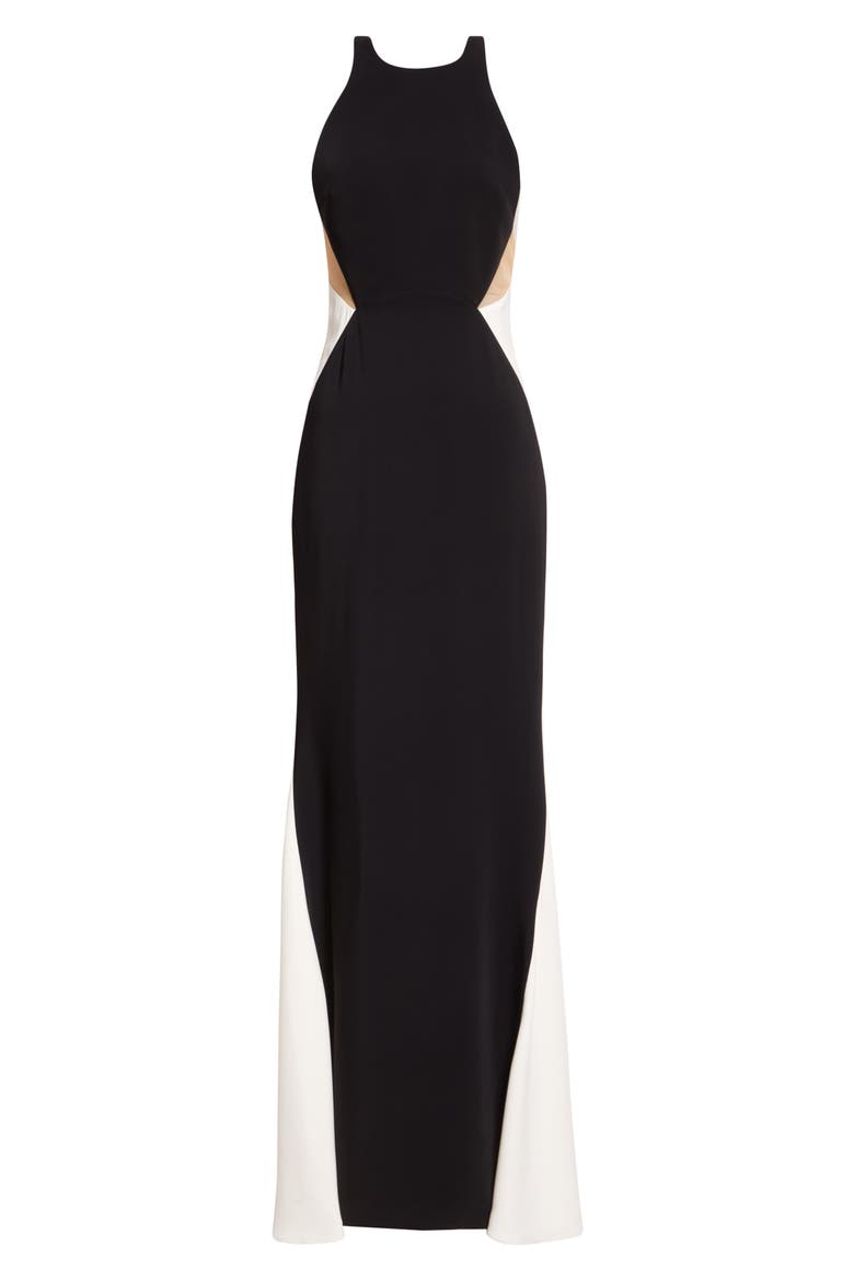Miracle Colorblock Gown, Alternate, color, BLACK