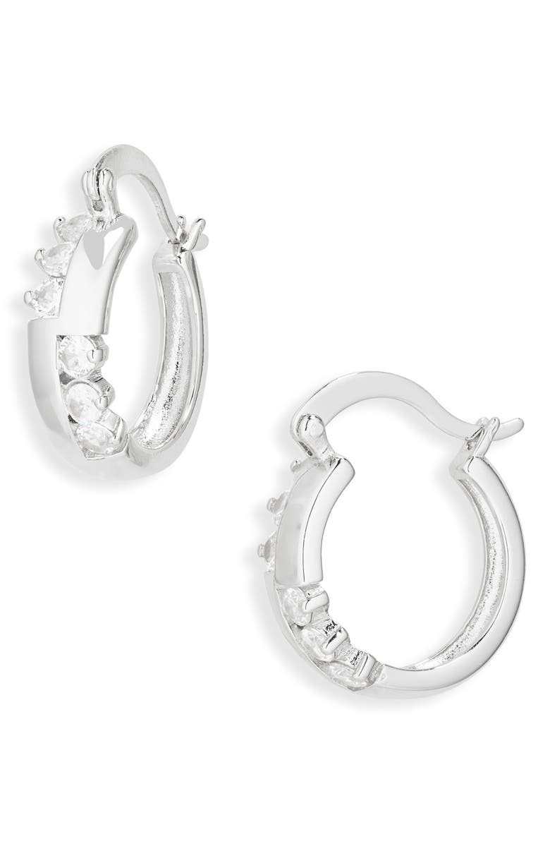 Sterling Forever Virginia Segmented Hoop Earrings, Main, color, Silver