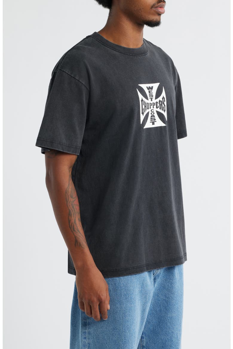 West Coast Choppers Distressed Core Logo Cotton Graphic T-Shirt, Alternate, color, WASHED BLACK