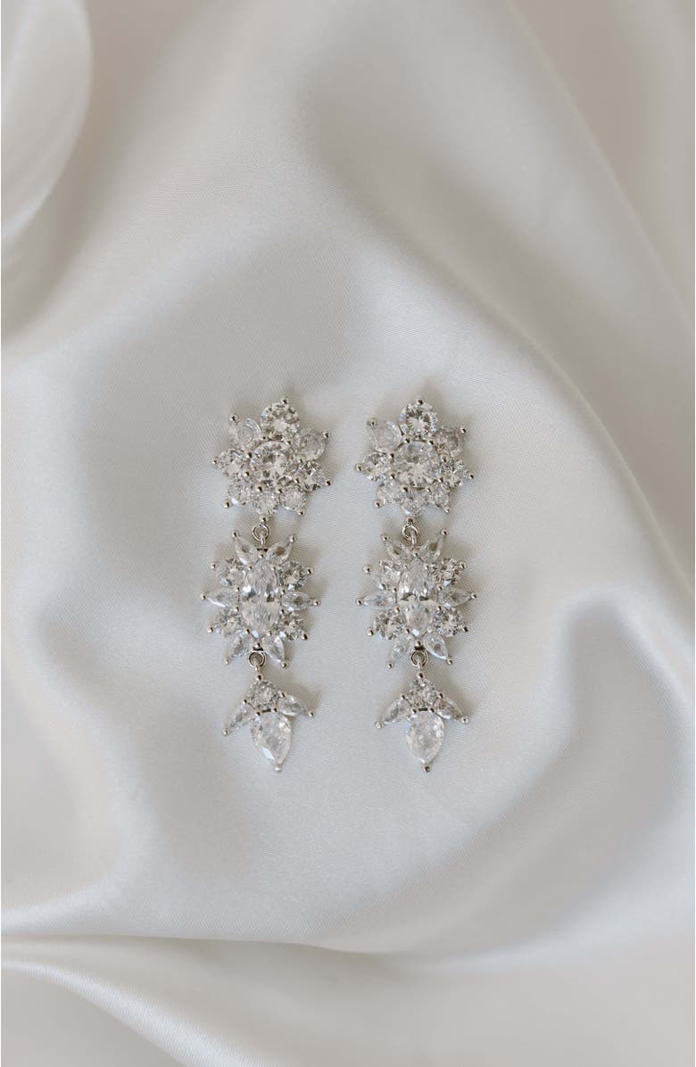 Untamed Petals Keepsake Crystal Drop Earrings, Alternate, color, Silver