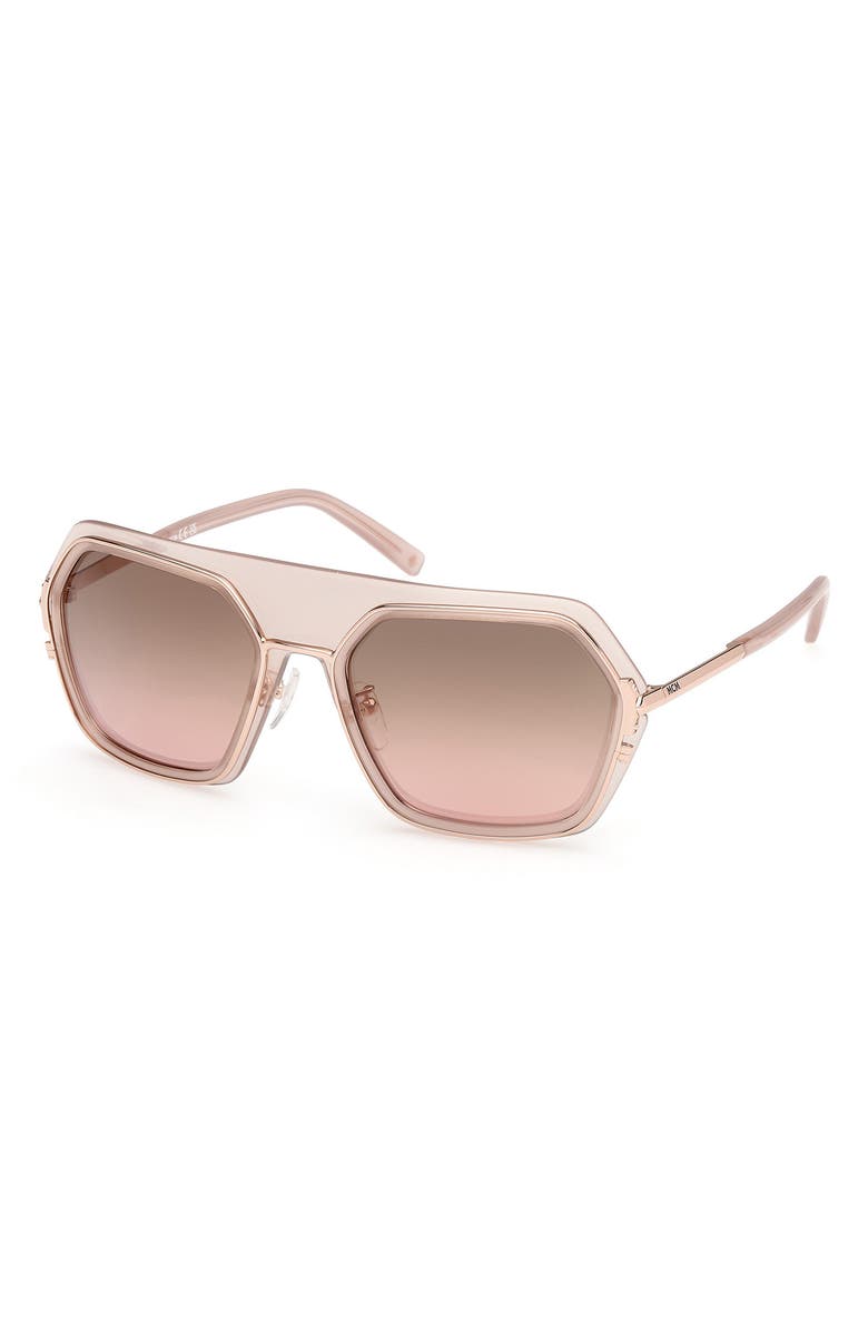 MCM 56mm Shield Sunglasses, Alternate, color, Shiny Pink / Gradient Brown