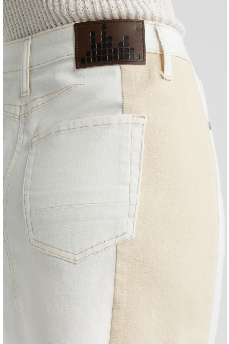 Colorblock Denim Skirt, Alternate, color, IVORY/ PEARL