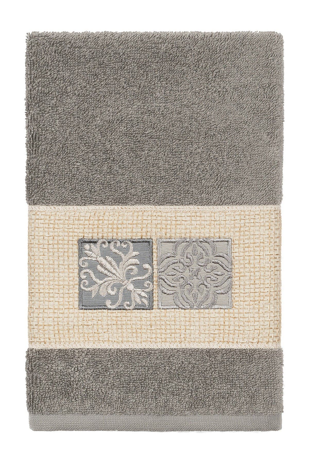 Linum Home Textiles Vivian Embellished Hand Towel - Dark Gray