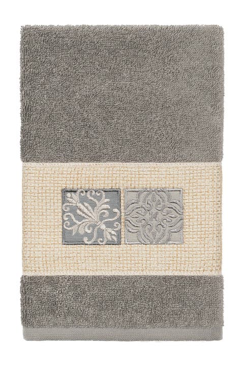 Vivian Embellished Hand Towel - Dark Gray