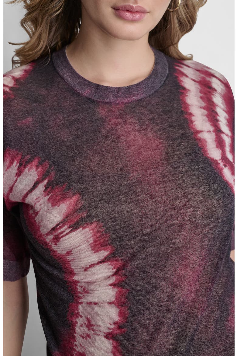 Tie Dye Short Sleeve Cotton Blend Sweater, Alternate, color, FIREWORK TIEDYE