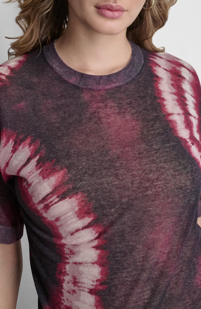 DKNY Tie Dye Short Sleeve Cotton Blend Sweater, Alternate, color, Firework Tiedye