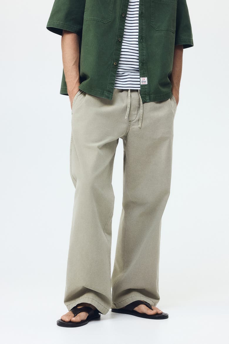 Loose Fit Cotton Canvas Trousers, Alternate, color, Light khaki green