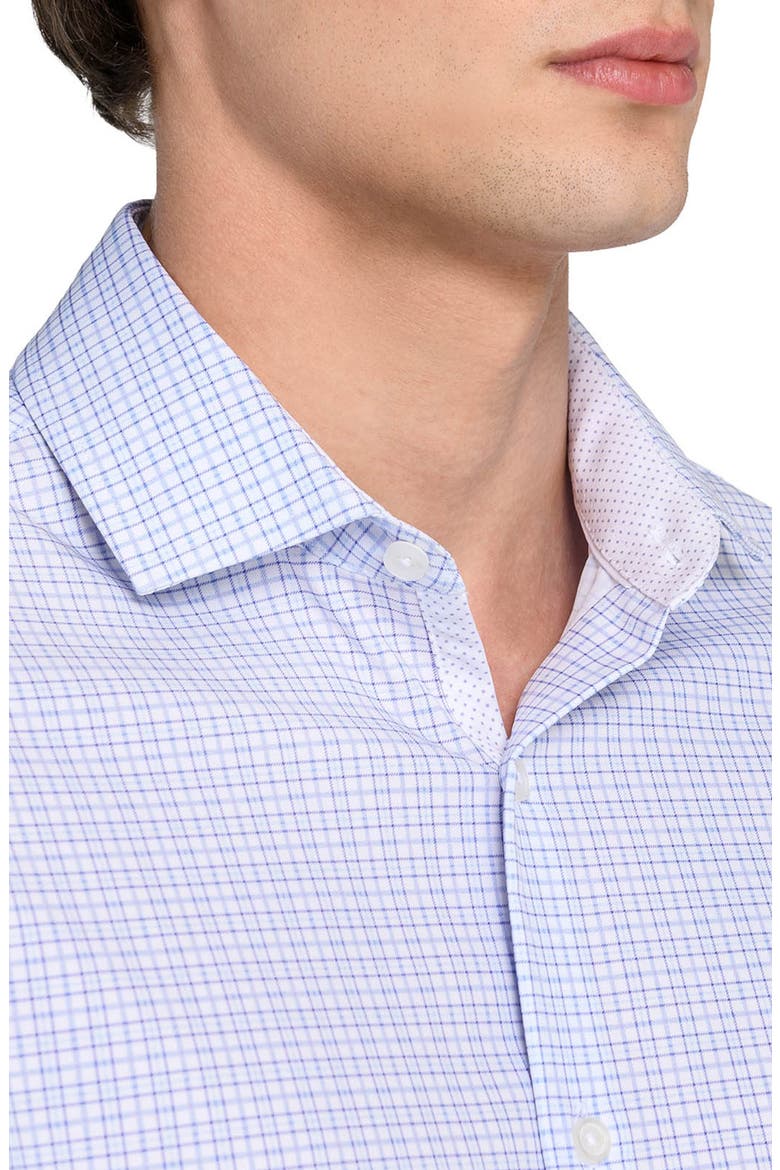 Slim Fit Microcheck Performance Dress Shirt, Alternate, color, WHITE/ PURPLE