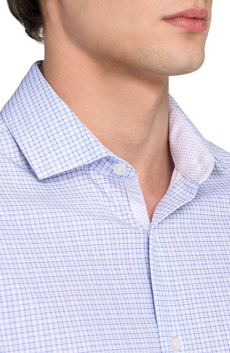 W.R.K Slim Fit Microcheck Performance Dress Shirt, Alternate, color, White/ Purple