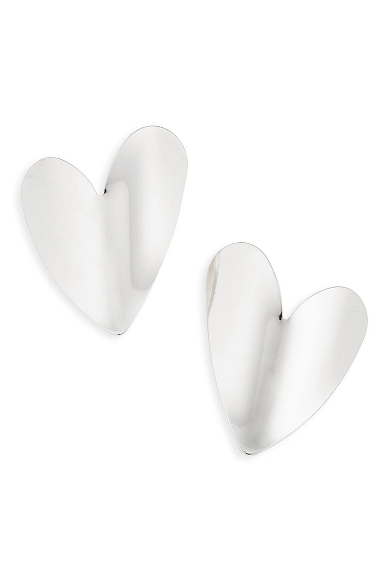 Heart Statement Earrings, Main, color, SILVER