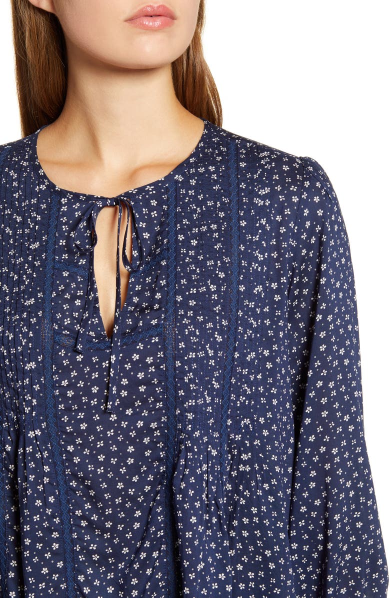 Lucky Brand Print Pleated Popover Top, Alternate, color,