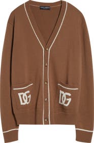 Dolce&Gabbana Intarsia Logo Virgin Wool Cardigan