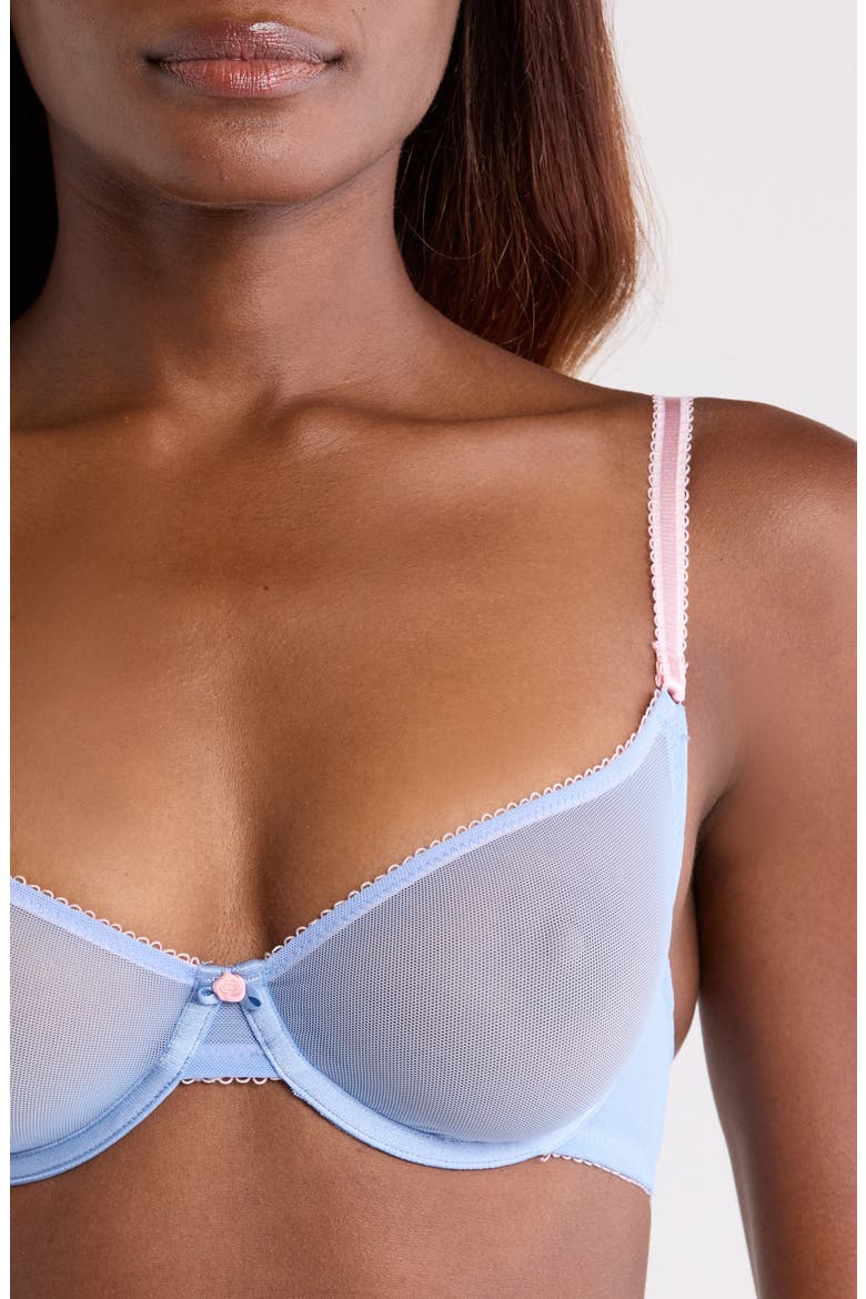 Roza Mesh Underwire Bra, Alternate, color, BEL AIR BLUE