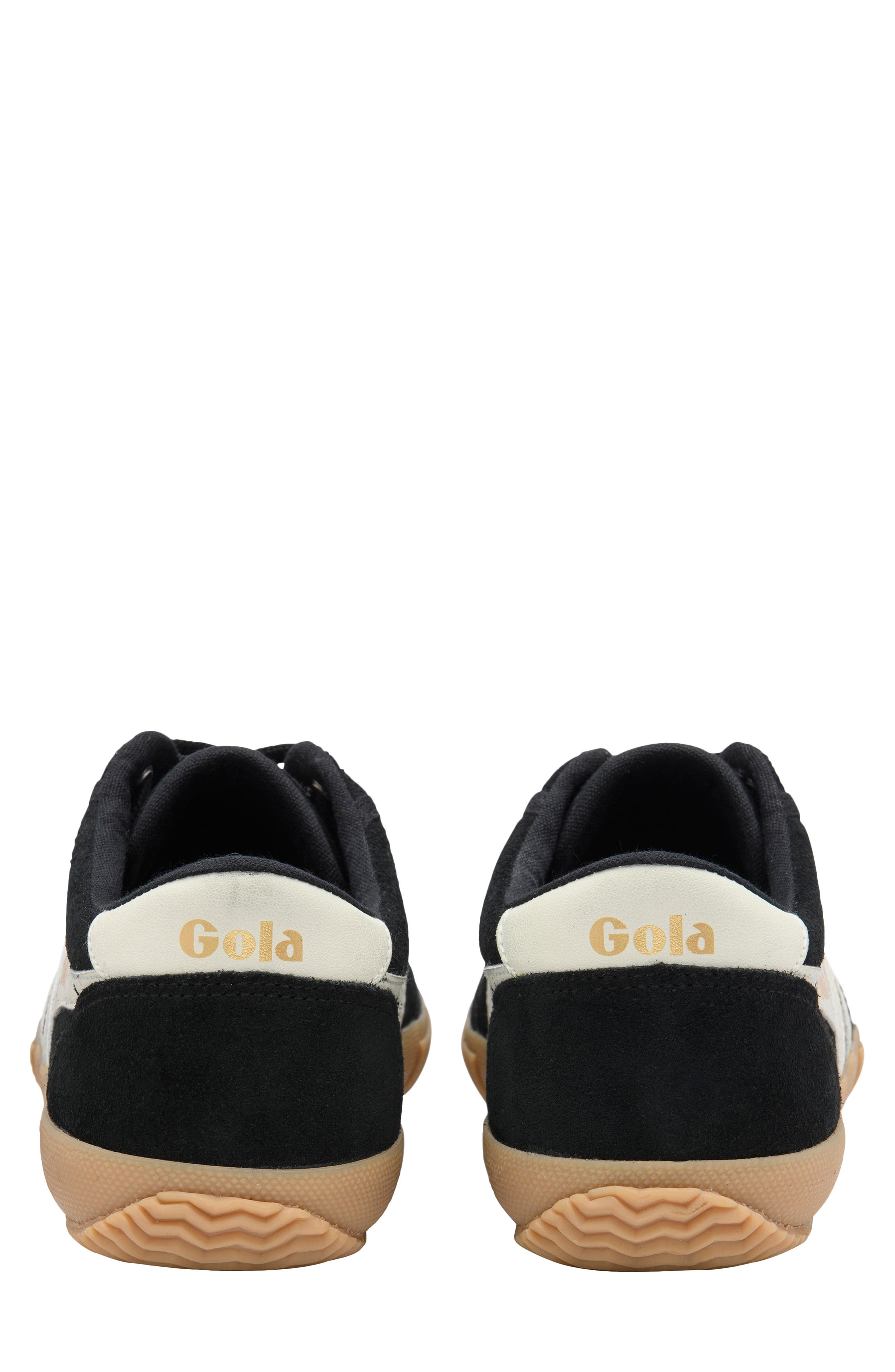 Gola Badminton Suede Plimsoll Sneaker, Alternate, color, Black/ Off White/ Gum