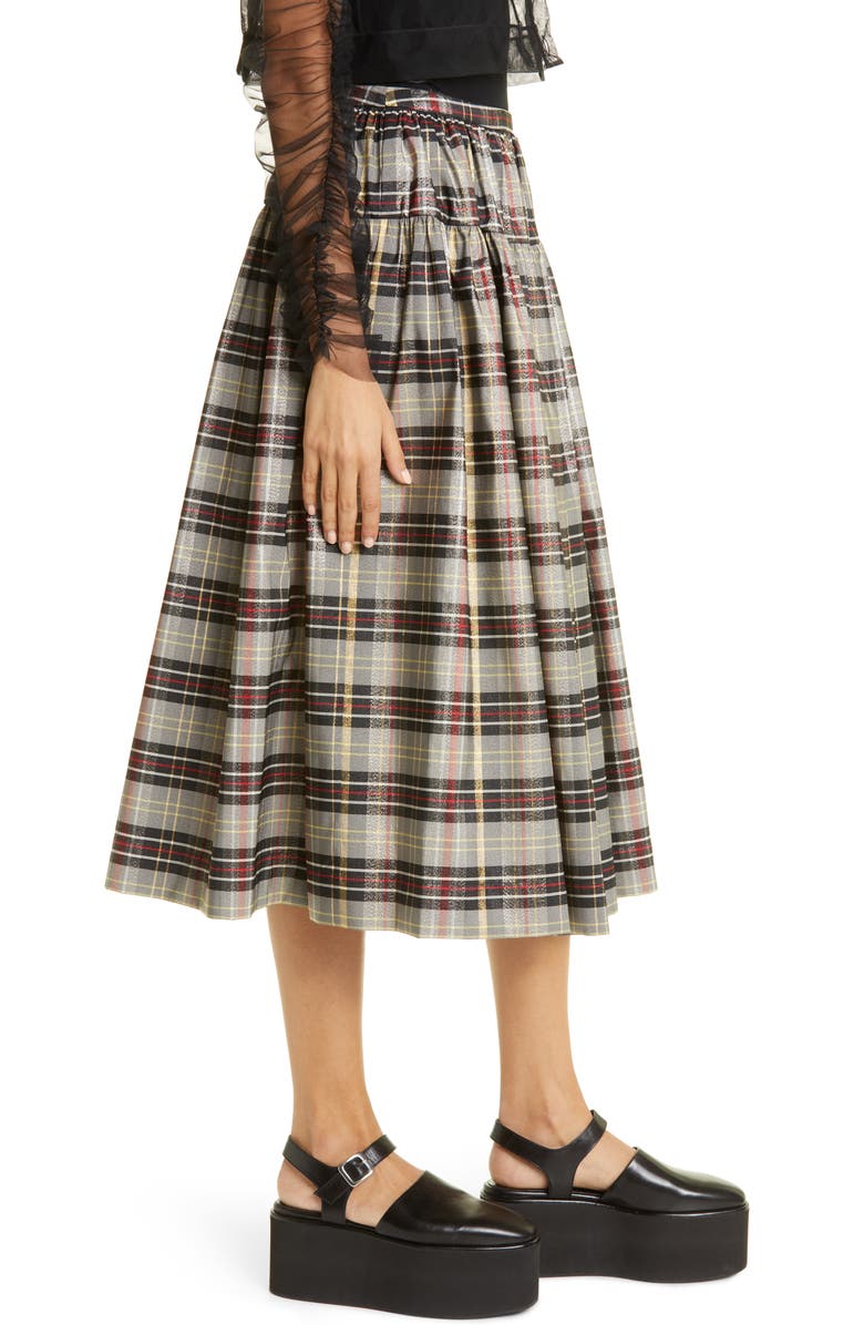 Molly Goddard Amy Metallic Tartan Gathered Midi Skirt, Alternate, color, 