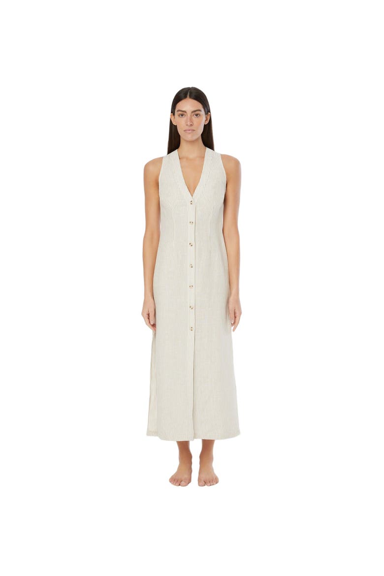 Air Linen Button Down Maxi, Main, color, JUTE/WHITE