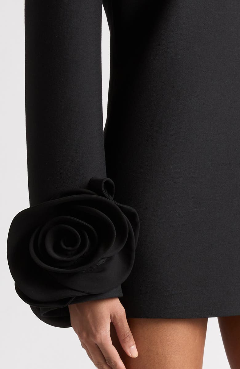 Valentino Garavani Ruffle Trim Cutout Long Sleeve Virgin Wool & Silk Minidress, Alternate, color,