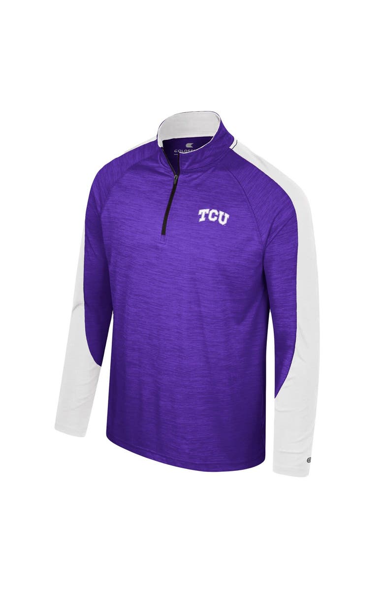 COLOSSEUM Men's Colosseum Purple TCU Horned Frogs Langmore Raglan Quarter-Zip Top, Alternate, color, Purple