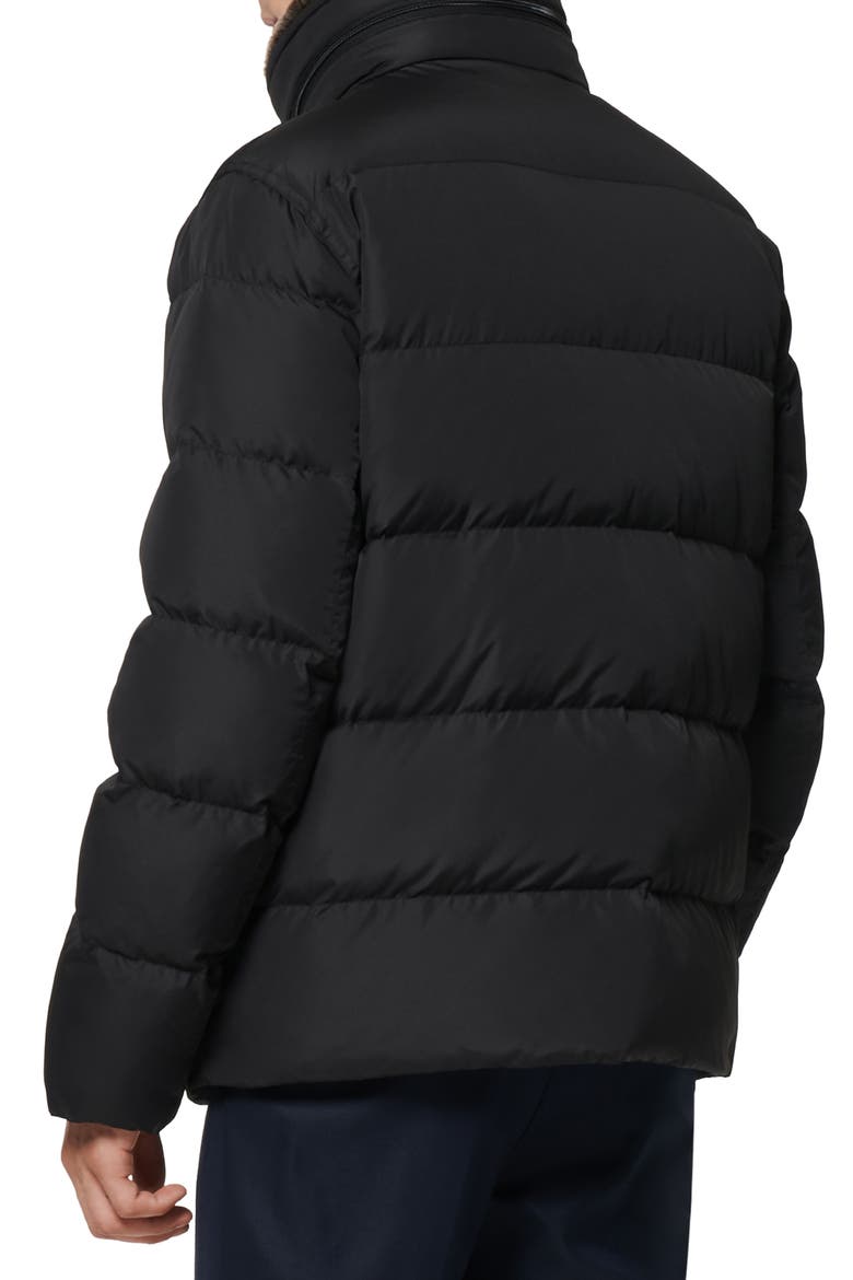Horizon Down & Feather Coat with Faux Fur Collar, Alternate, color, BLACK
