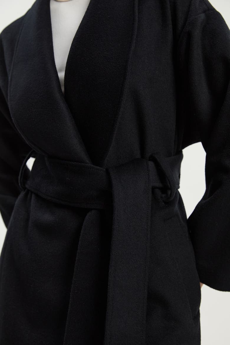 Petite Wrap Tailored Maxi Coat, Alternate, color, Black