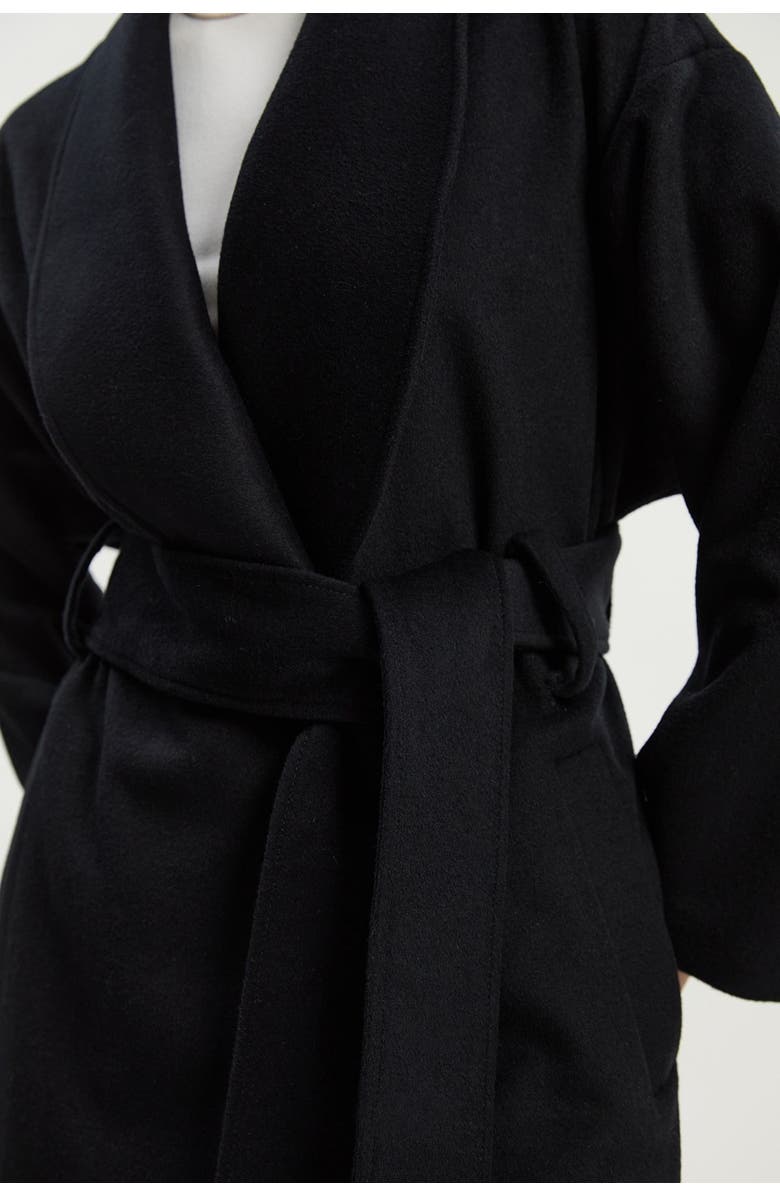 Karen Millen Petite Wrap Tailored Maxi Coat, Alternate, color, Black