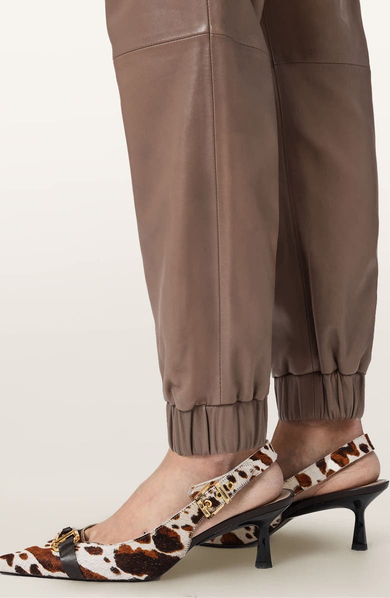 AllSaints Jen Leather Joggers, Alternate, color, Mocha Brown