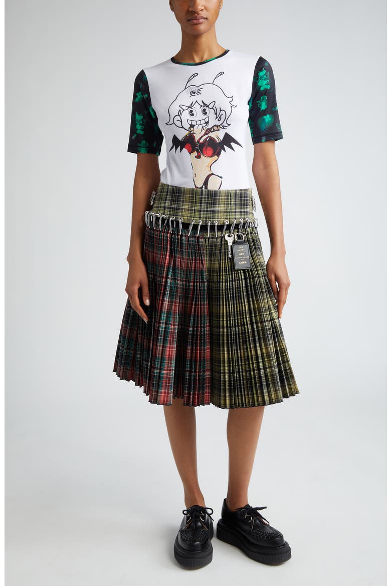 Green Wood Tartan Skirt, Alternate, color, MULTI TARTAN