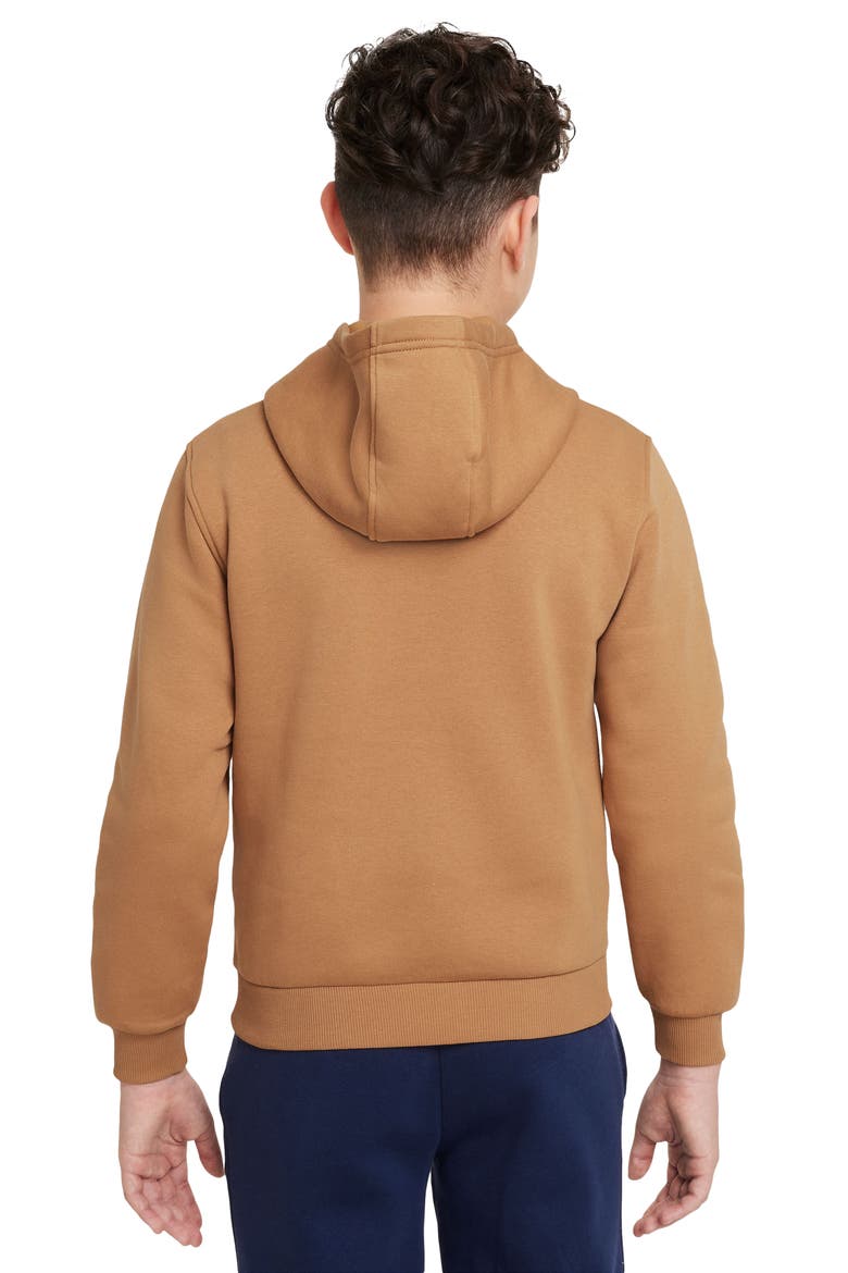 Kids' Club Fleece Hoodie, Alternate, color, FLAX/ WHITE