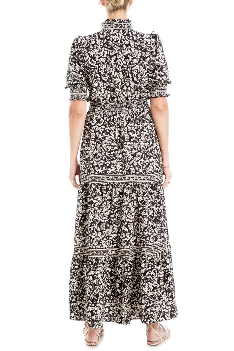 Floral Short Sleeve Tiered Maxi Dress, Alternate, color, BLACK FLORAL