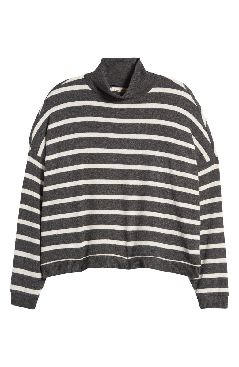 Lucky Brand Cloud Mock Neck Sweater, Alternate, color, Charcoal C