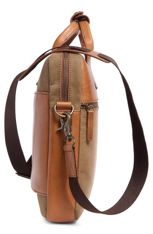Johnston & Murphy Antique Cotton Canvas & Leather Briefcase In Camel