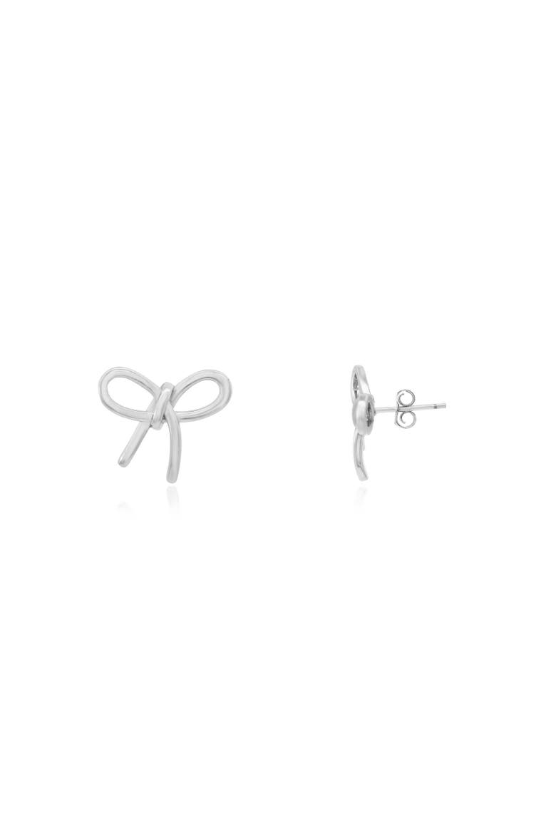 Loopy Bow Stud Earrings, Main, color, Sterling Silver