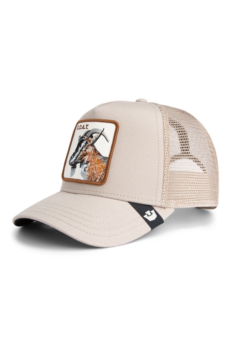G.O.A.T. Patch Snapback Trucker Hat, Alternate, color, BISCUIT
